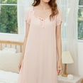 thumbnail image 3 of Previn Women's Princess Nightgown Short Sleeve Victorian Vintage Night Dress Cotton Fall Long Sleep Dress Comfy Pink X-Large, 3 of 4