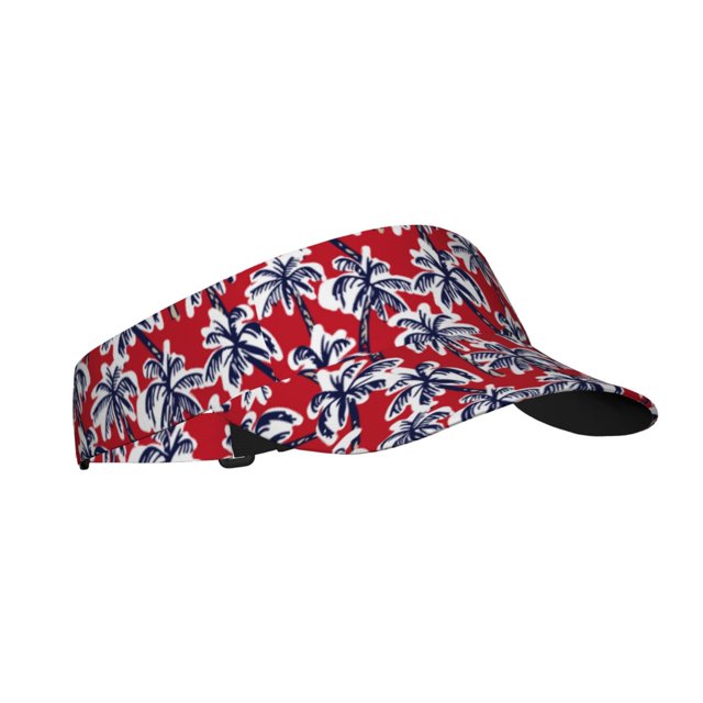 Fotbe Palm Tree Pattern on Red Visera Deportiva con Diseño, Gorra Abierta Ajustable de Algodón para Mujer y Hombre