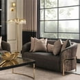 thumbnail image 2 of MICHAEL AMINI Lisbon Upholstered Chenille & Metal Loveseat in Onyx and Gold, 2 of 15
