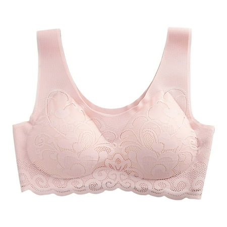 HCNTES Women s Plus Size Full Coverage Underwire Unlined Minimizer Lace BraPink XXL)