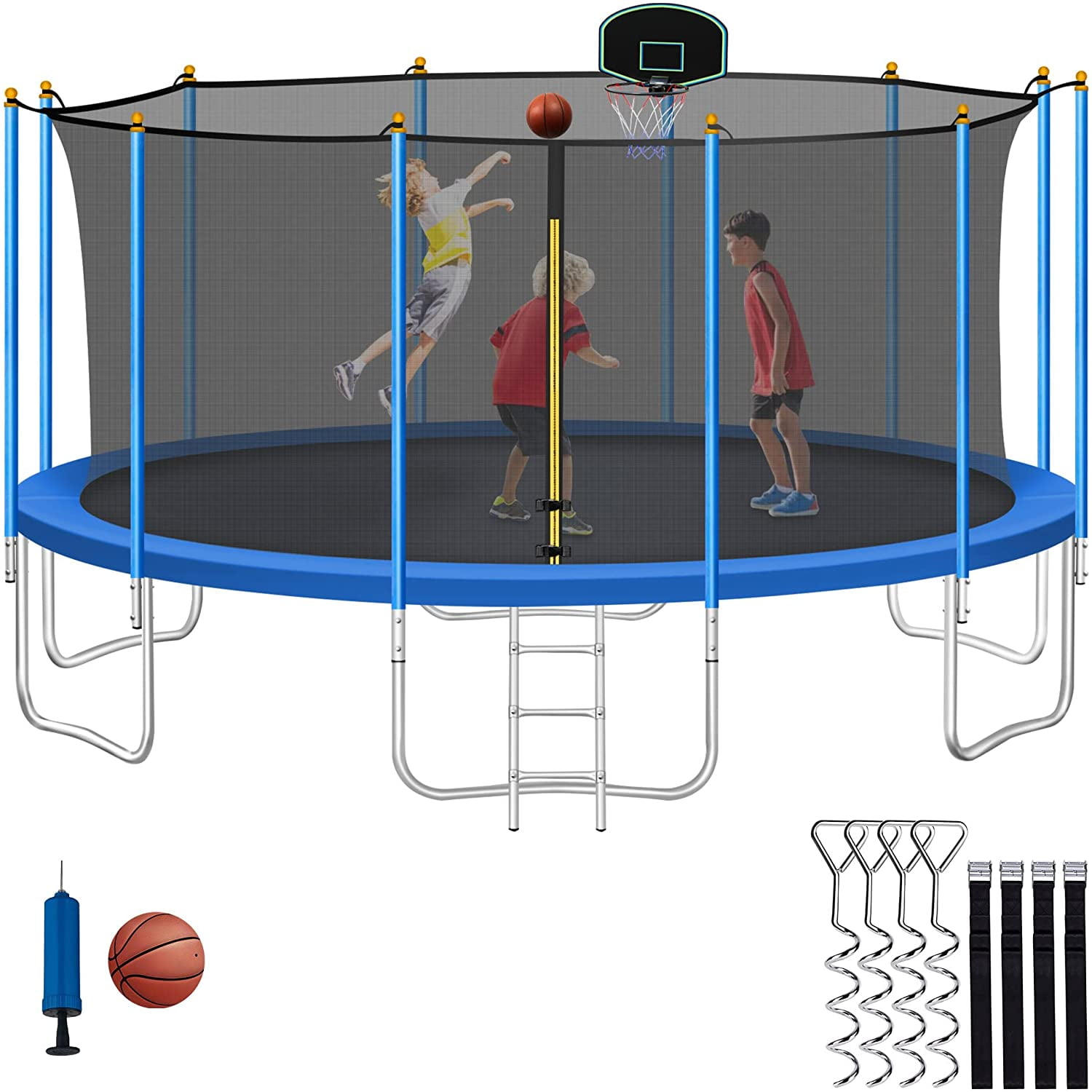 Durable for Outdoor Basketball Hoop for Trampoline with Pump and 2 Mini Ball Sturdy for Kids and Children Dunk Easy to Install Fits All Trampoline 