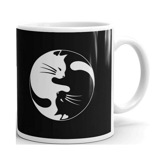 Yin Yang Cat Shaolin Symbol Coffee Tea Ceramic Mug Office Work Cup Gift 11oz