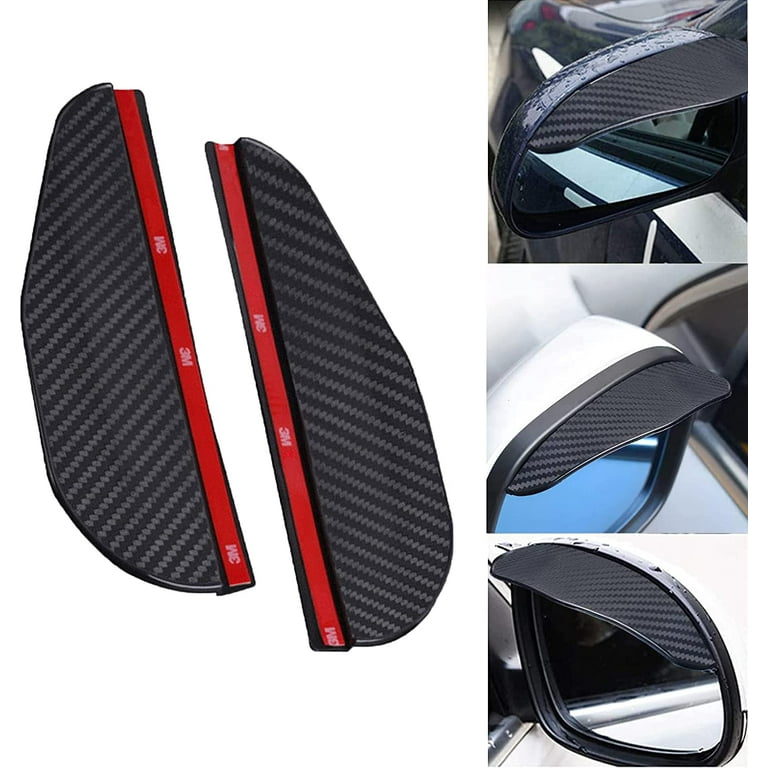 2 PCS Car Rear View Mirror Rain Visor Guard, Carbon Fiber Reverse
