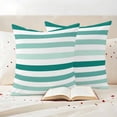 thumbnail image 3 of Teal Ombre Grey Striped Outdoor Waterproof Pillow Covers, Farmhouse Stripe Modern Decorative Square Throw Pillowcase Sofa Cushion Sham for Patio/Couch/Chair, 18"x18" 2 Pack, 3 of 8