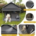 thumbnail image 3 of 44.2"L x 44.6"W Large Wooden Dog House, Waterproof Balcony Doghouse with Asphalt Roof, Large Terrace, Cabin House Style Pet Houses for Indoor, Outdoor, Complimentary a Cleaning Mat, Grey, 3 of 9