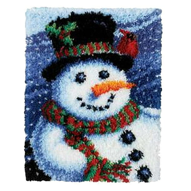 Kit de alfombra navideña con gancho para adultos, DIY, sastrería, multicolor, muñeco de nieve, Navidad Monigote de nieve