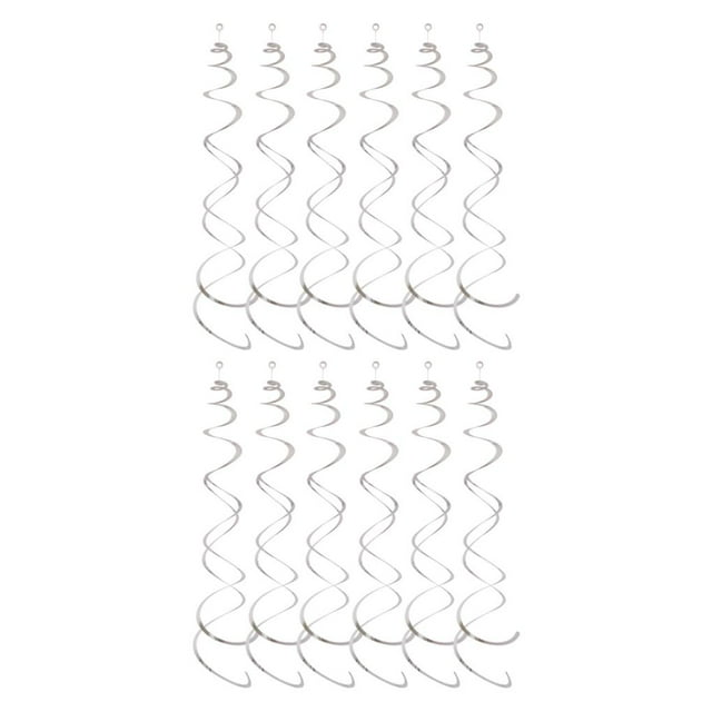 ZheElen 6piece Swirl Pendant For Graduation Celebration Exquisite Craft Wide Application PVC Birthday Star Spiral Pendant Silver 27.5inch 2Set