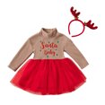 thumbnail image 3 of Toddler Girls Christmas Tulle Dress Turtleneck Long Sleeve Knitting Tops Layered Lace Skirt with Reindeer Antler Headband Set, 3 of 5