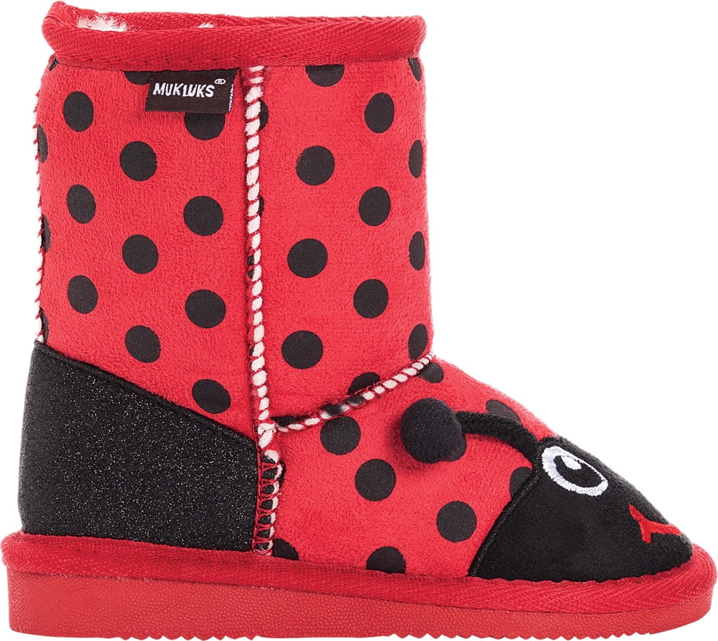 Children's MUK LUKS Reese Ladybug Bootie Red Polyester M