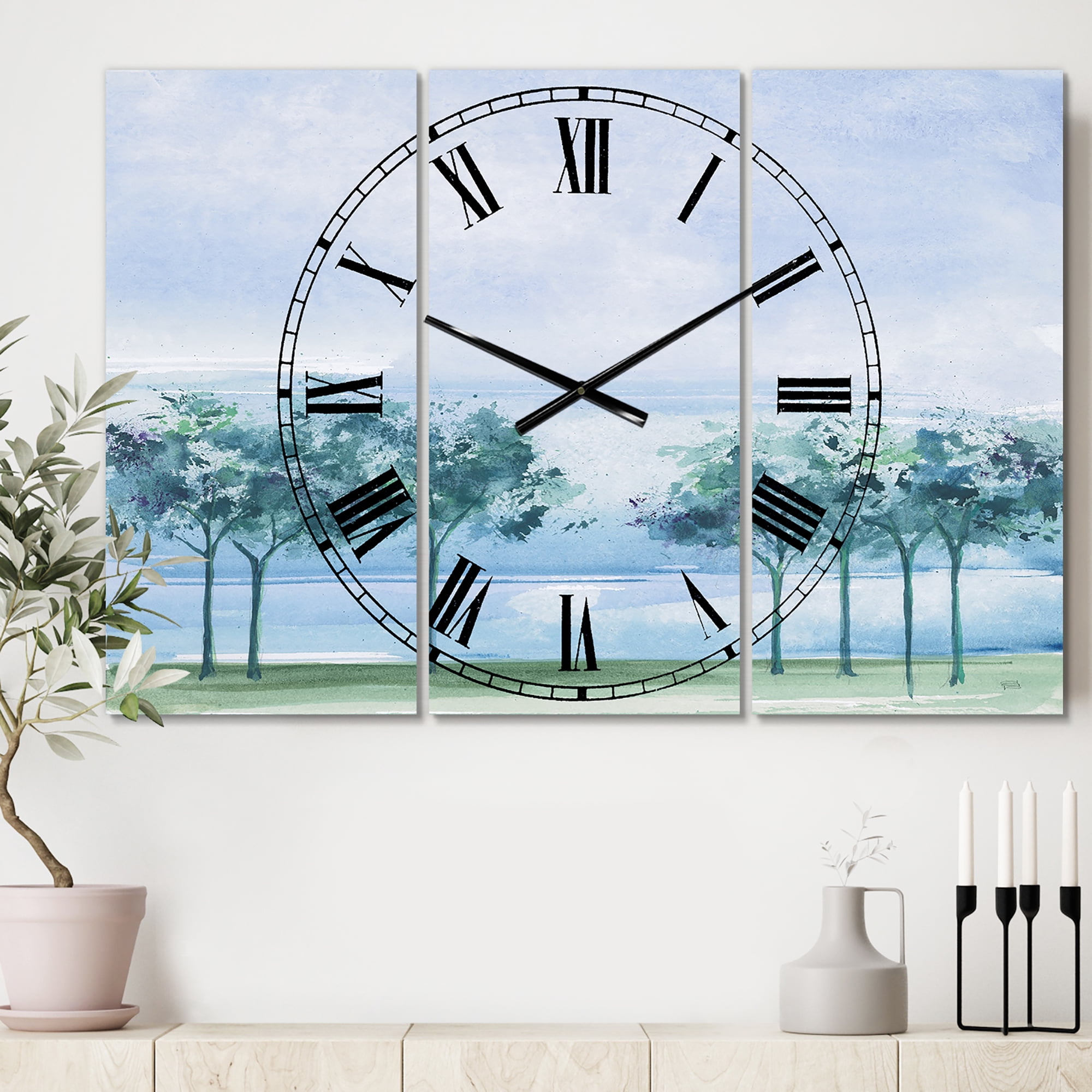Designart 'Tree Across the Lake' Traditional Wall Clock
