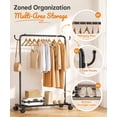 thumbnail image 2 of Enogets Heavy Duty Rolling Garment Rack，Metal Clothing Rack for Hanging with Stroage Shelf and Hooks（Black, 31.5"）, 2 of 9