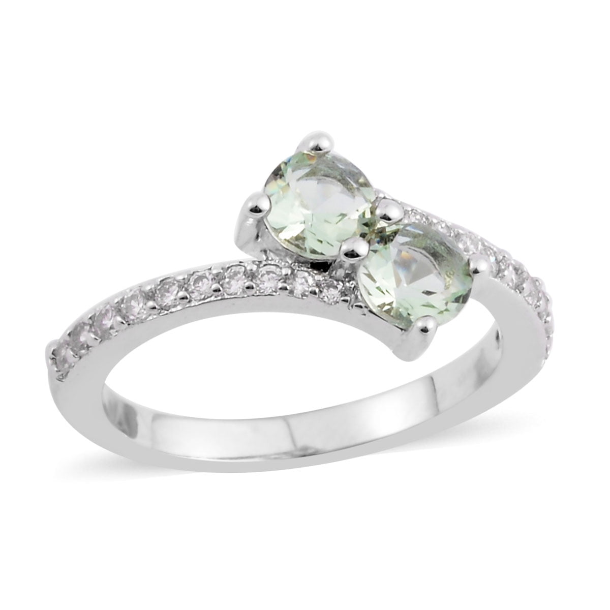 Green Cubic Zirconia CZ Halo Ring White Gold Plated Gift Jewelry for Women Jewelry Gift Cttw 3.4