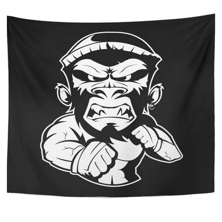 UFAEZU Athlete Fight Monkey Badge Boxer Boxing Champion Club Emblem Extreme Wall Art Hanging Tapestry Home Decor for Living Room Bedroom Dorm 51x60