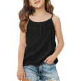 thumbnail image 2 of Splozh Tank Tops for Girls 3-14 Years Summer Solid Color Athletic Dance Undershirts Sleeveless Shirts Girls Sleeveless Tops Tank Top for Girls,Black,7-8 Years, 2 of 4