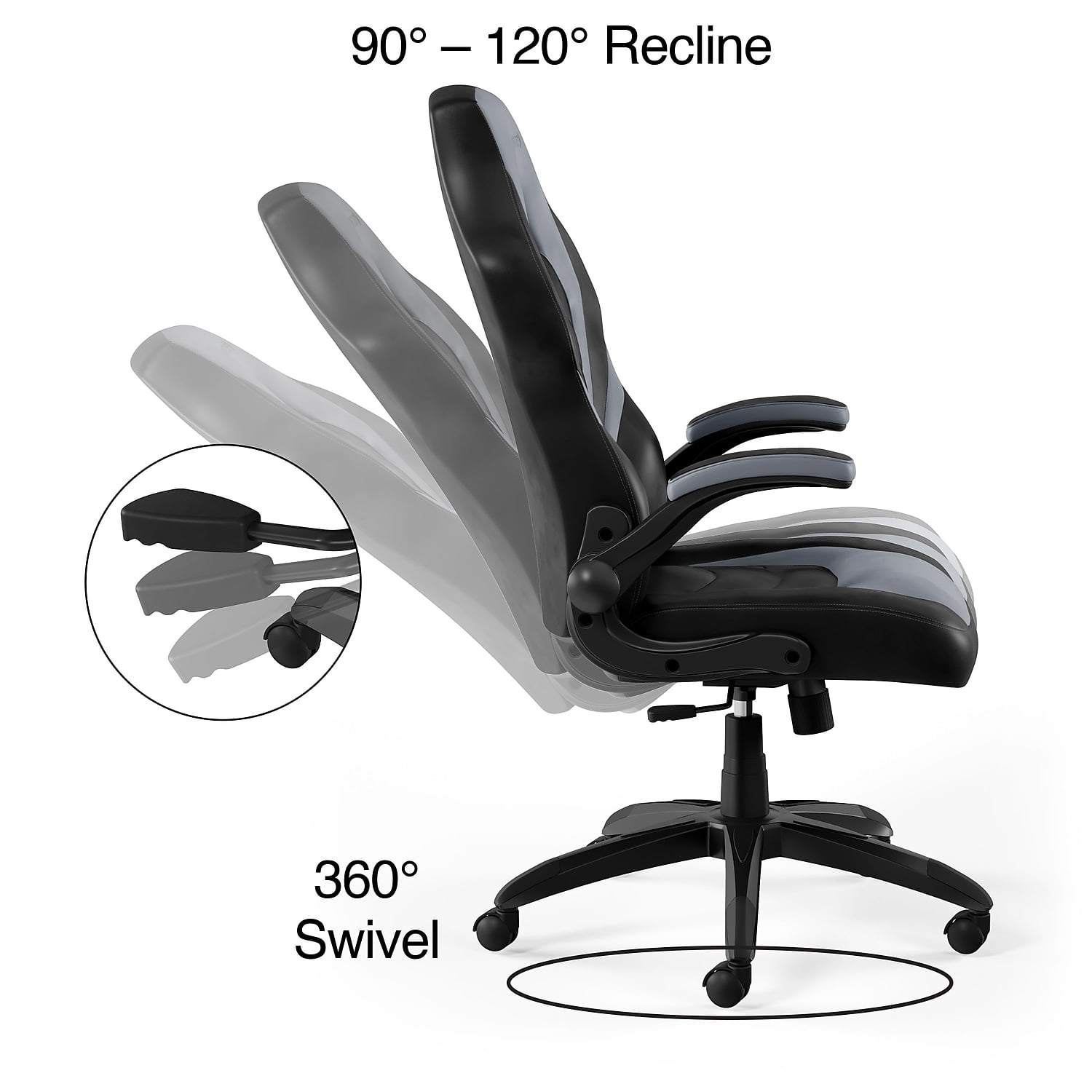 Staples Emerge Vortex Bonded Leather Gaming Chair Black and Gray 2/Pack (58224-CCVS)