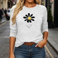 thumbnail image 6 of Dolkfu Crew Neck Women Clothing White Pull-on 3/4 Sleeve Minimalist T-Shirts Floral Casual Printed Tops White,M, 6 of 6