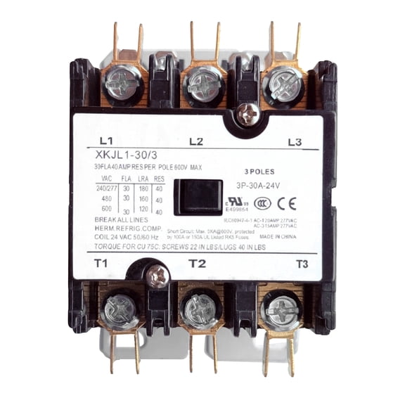 CoralVolt 3-Pole 30A HVAC Contactor | Multi-Phase AC Contactor UL Rated