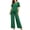 Green, variant on Womens Cut Out Short Sleeve Ruffle Layered Chiffon Top and Wide Leg Palazzo Pants Two Piece Outfit Solid Color Elastic Waist Flowy Lightweight Formal Casual Co Ord Set
