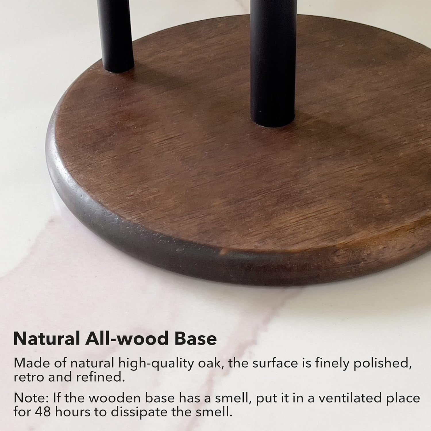 MaxxMarket Paper Towel Holder Countertop with Real Wood Round Base, Farmhouse Paper Towel Holder Stand for Kitchen Dining Table Home Decor