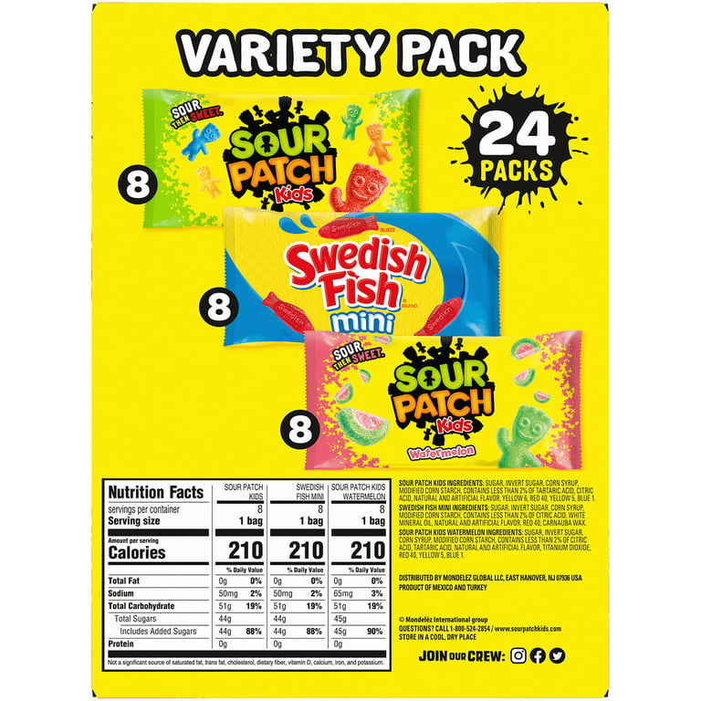Sour Patch Kids and Swedish Fish Mini Soft and Chewy Candy Variety Snack  Packs, 200 pk.