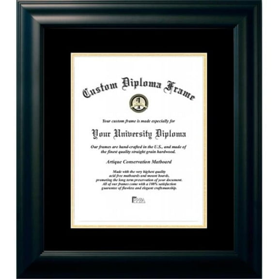 Campus Images SBBG0011014 10 x 14 in. Satin Certificate Frame with Black & Gold Mats, Black