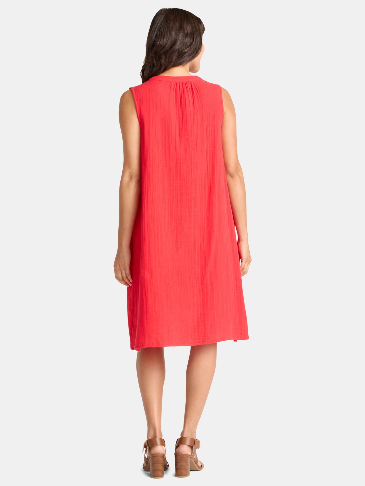 Time and Tru Women's Cotton Double Cloth Shift Dress, Sizes XS-XXXL