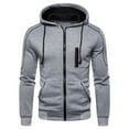 thumbnail image 2 of WTOBBY Men's Contrast Color Zip Up Hoodie, Sporty Casual Jacket Style Sweatshirt with Hood for Outdoor Workout, Lightweight Breathable Street Fashion,Gray 2XL, 2 of 4