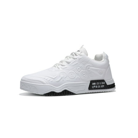 

Eloshman Mens Comfortable Round Toe Casual Sneaker Running Lace Up Anti Slip Walking Shoe White 9