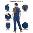 thumbnail image 5 of Ubon Men's Denim Bib Overalls Durable Cotton Twill Coveralls Breathable Workwear Indigo Rigid 34W x 30L, 5 of 9