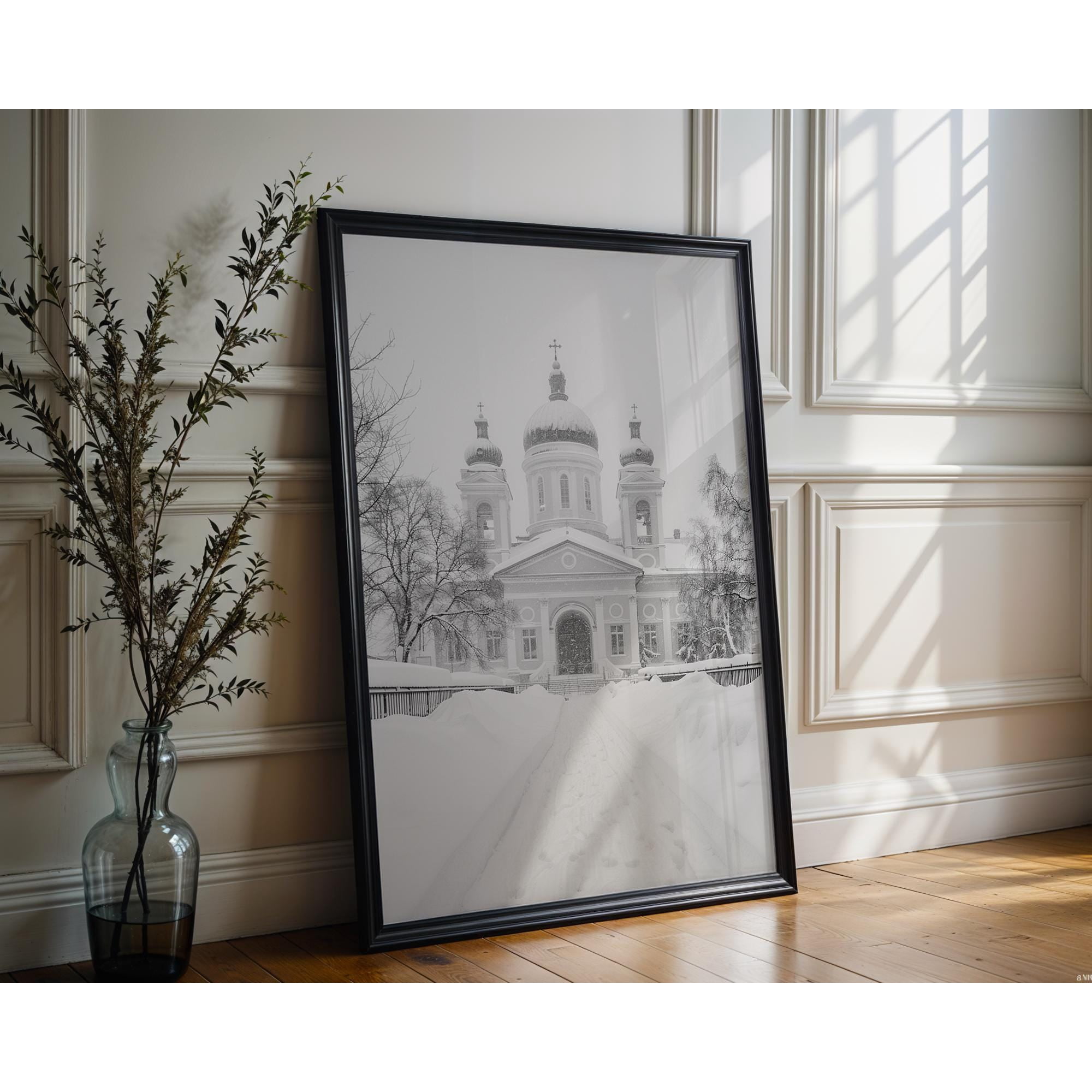 World Landmark, Helsinki Cathedral Poster, Black And White Finland Architecture Photography , Poster Print Only