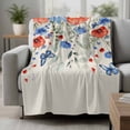 thumbnail image 2 of Red Blue Flowers Blanket Soft Cozy Warm Throw Blanket for Couch, Plush Fuzzy Flannel Fleece Blankets for Sofa, Spring Floral Farmhouse Botanical Rustic Bed Blankets Lightweight Gifts for Men, 30"x40", 2 of 9