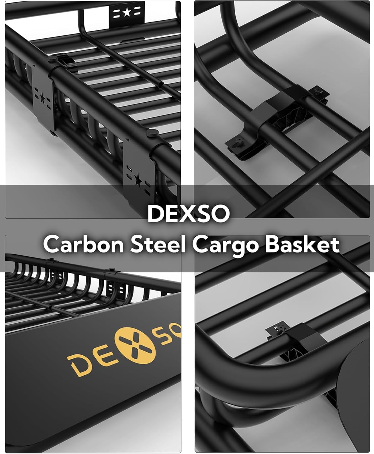 2025 New 51"x36" Universal Roof Rack Carrier Basket, 200 Lbs Capacity Roof Cargo Basket with Extension Luggage Holder Basket Heavy Duty for SUVs, Trucks, Vehicles
