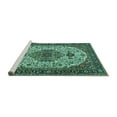 thumbnail image 2 of Ahgly Company Machine Washable Indoor Rectangle Medallion Turquoise Blue Traditional Area Rugs, 5' x 8', 2 of 4