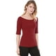 thumbnail image 5 of Camiseta Suave De Media Manga Allegra K Con Cuello Redondo Entallado Para Mujer Rojo M, 5 of 6