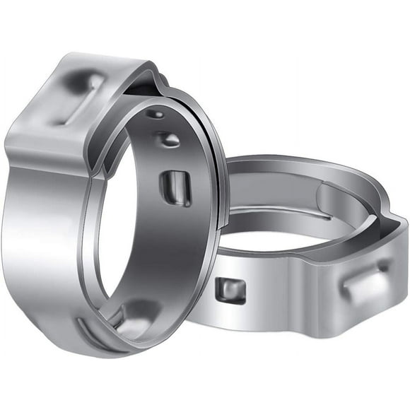 Qucyy 50 Pack 1/2 Inch PEX Cinch Clamps, Stainless Steel Rings Pinch Clamps for PEX Tubing Pipe Fitting Connections (1/2 Inch) Metallic 1/2 Inch