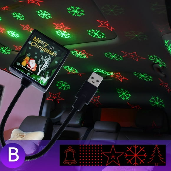 Xihbxyly Proyector de Luz Rgb, 5 Temas En 1, 8 Patrones En Movimiento, Decoración Navideña para El Hogar y Eventos, Diseños de Halloween y Navidad, Alimentación Por Usb, Tamaño de 26,5 Cm, Resistente