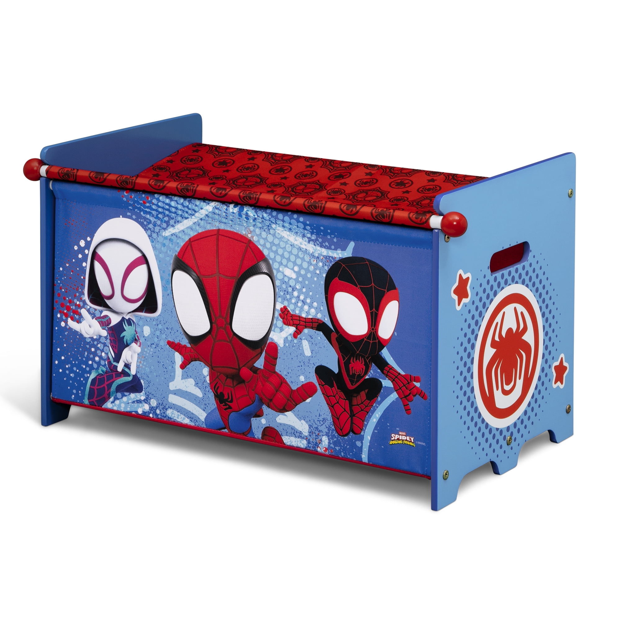Marvel Spidey and His Amazing Friends Toy Box with Retractable Fabric Top by Delta Children, Blue