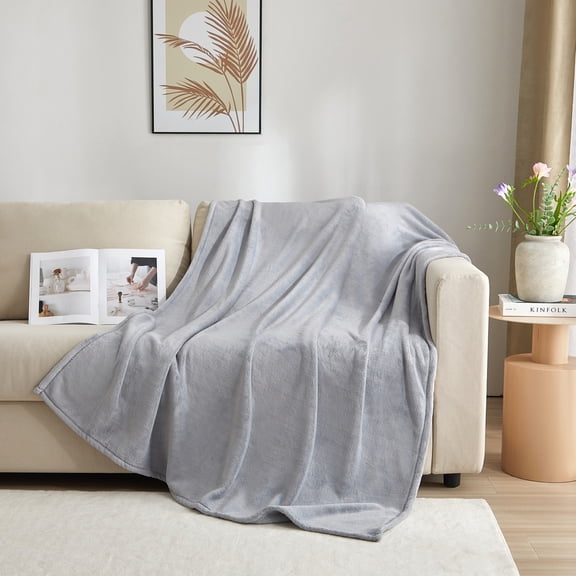 Mainstays Super Soft Plush Oversized Couch Throw Blanket, Grey, 50 x 72 in