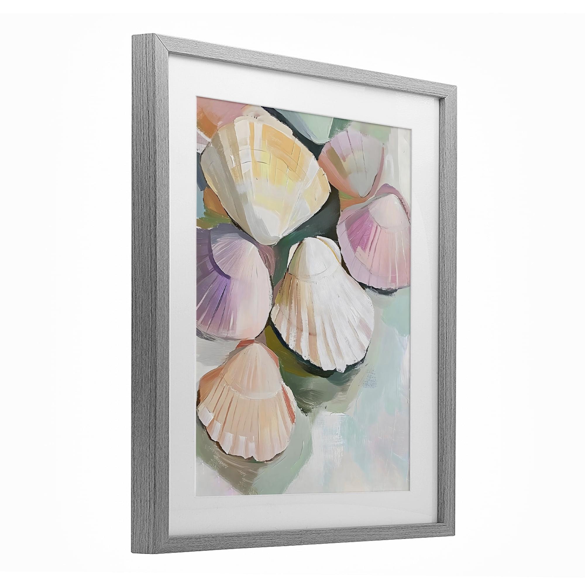 Stupell Industries Pink Seashells Marine Collection Gray Framed Print Under Glass, design by The Prints Vibe