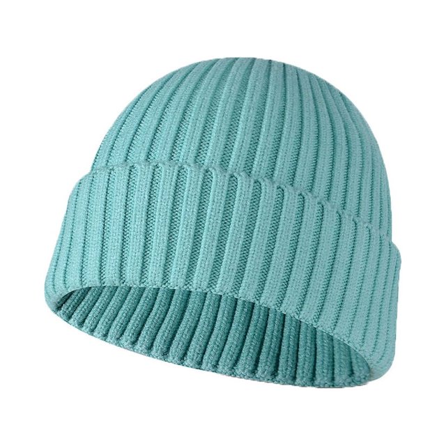 Adults Beanie Comfortable Stylish Thickened Keeping-warm Hat Exquisite Outdoor Headgear with Simple Color for Winter Wearing Blue