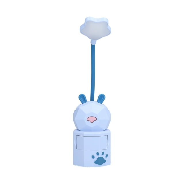 Desk Lamp, Cartoon Long Service Life Reading Night Light Cute Free Bending with Phone Holder Function for Family for Study for Student for Dormitory Blue