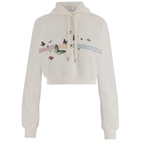 Casablanca Cropped White Sweatshirt With Adjustable Hood (Women s)