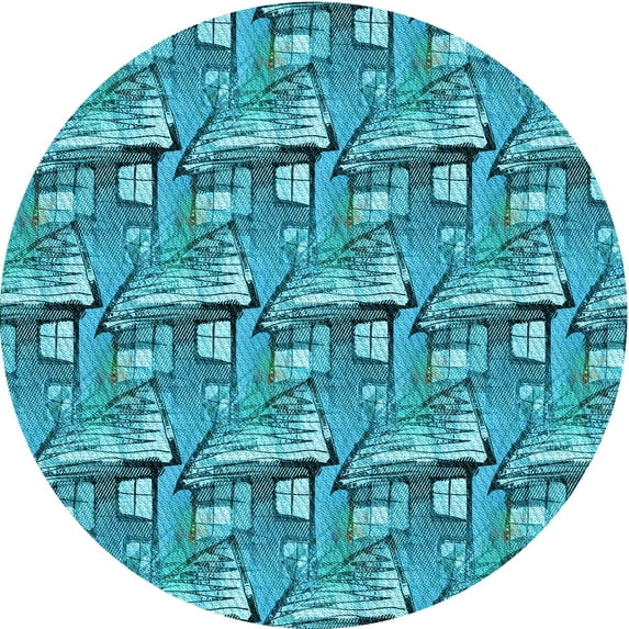 Ahgly Company Machine Washable Indoor Square Transitional Dark Cyan Green Area Rugs, 3' Square