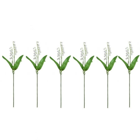 

6 Pcs Artificial Lily Of The Valley White Bell Flowers Wind Chime Orchid Wedding Bouquet May Flower For Home Garden Wedding Party
