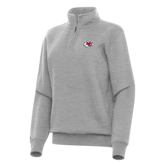 Women's Antigua  Heather Gray Kansas City Chiefs Victory Quarter-Zip Top