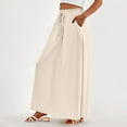thumbnail image 3 of Womens Maxi Skirt Drawstring Ruffle High Waisted Summer Long Skirts Lightweight Flowy Skirts with Pockets, 3 of 8