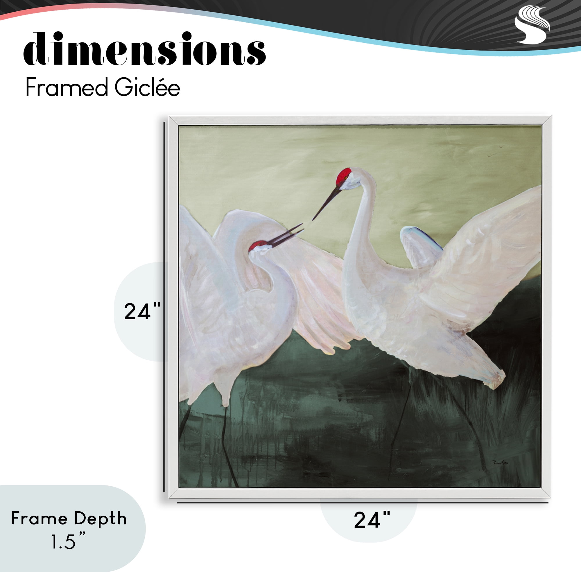 Stupell Industries White Sandhill Cranes White Framed Giclee Art, design by Robin Maria