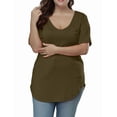 thumbnail image 5 of Gocolloa Womens Plus Size Tops Summer Basic Short Sleeve T-shirts Dressy Casual Loose Top Tee Army Green 3X, 5 of 6