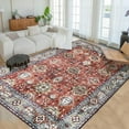 thumbnail image 1 of JV Home Tapis Oushak Rouge Brun 7 Pieds6"x10 Pieds Tapis Lavable Antidérapant, 1 of 7