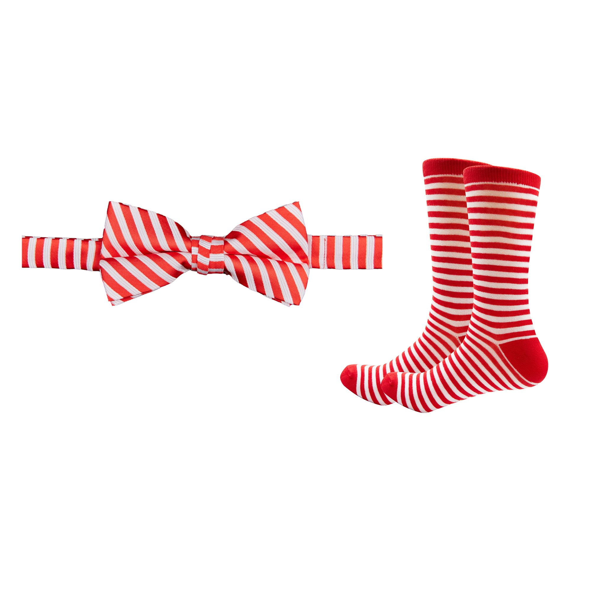 Jacob Alexander Candy Cane Red White Stripe Men's PreTied Banded Bow